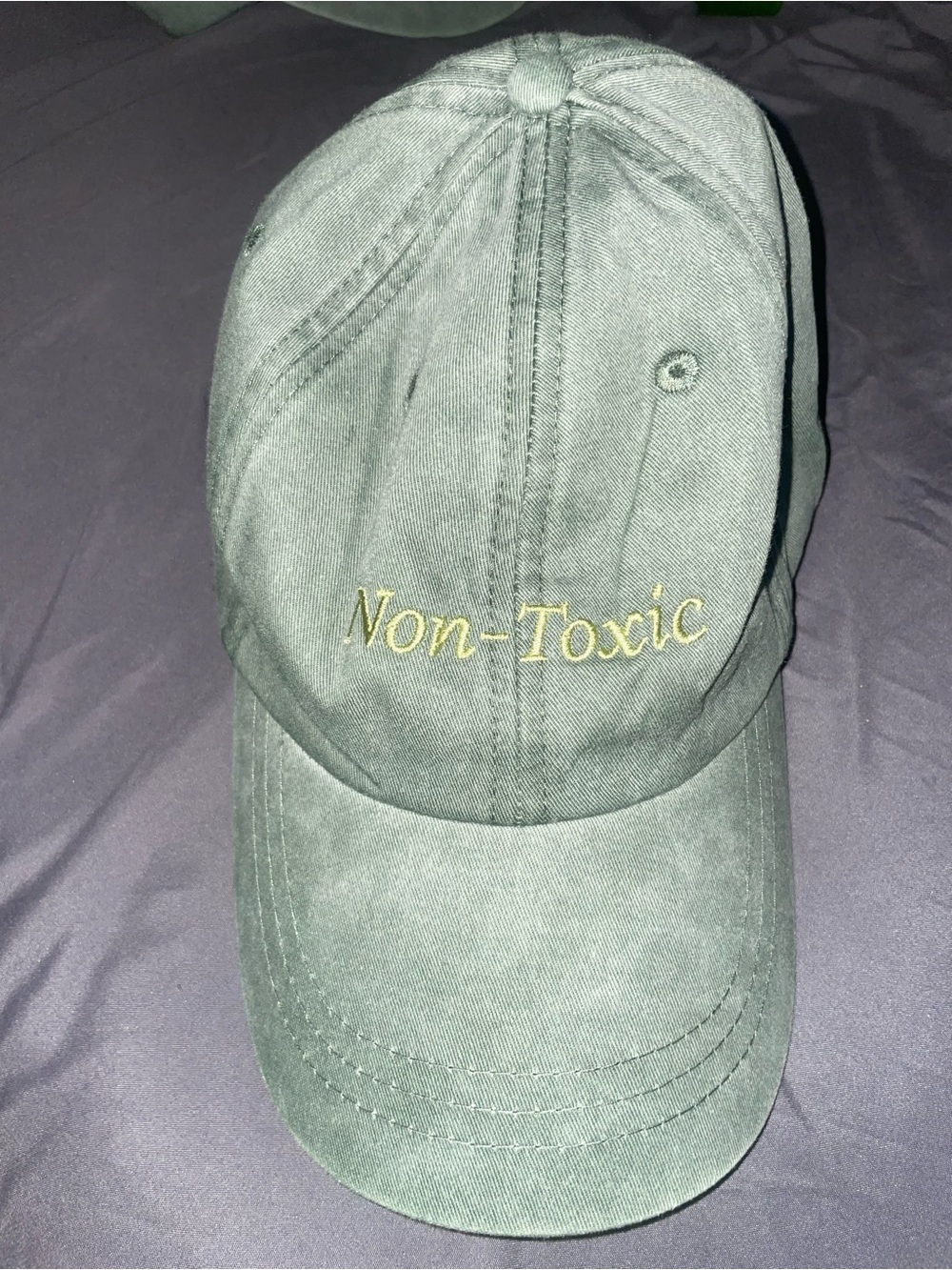 Non-Toxic Embroidered olive Green Baseball Cap